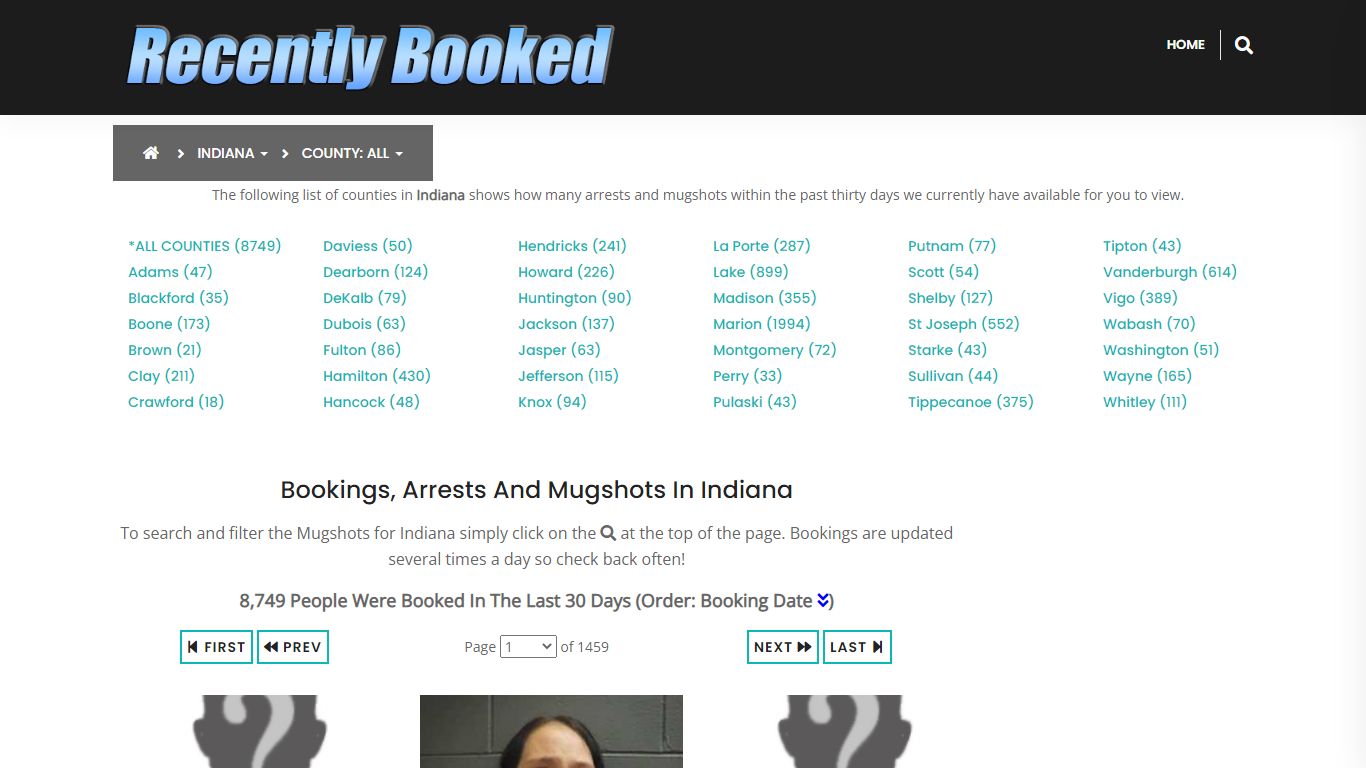 Recent bookings, Arrests, Mugshots in Indiana - Recently Booked
